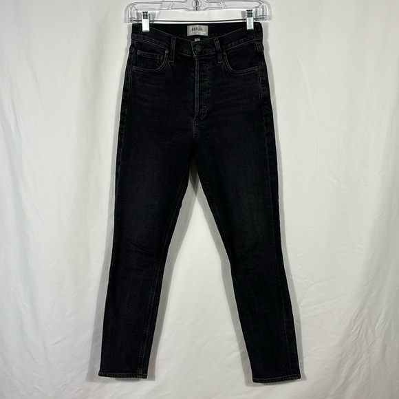 Agolde Nico High-Rise Skinny Jeans Button Fly Virtue Black | Size 24 - Picture 3 of 8